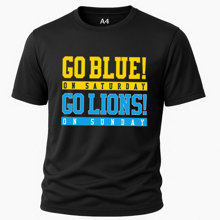 Go Blue! On Saturday Go Lions! On Sunday Football Fan Cooling Performance Crew T-Shirt
