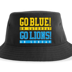 Go Blue! On Saturday Go Lions! On Sunday Football Fan Sustainable Bucket Hat