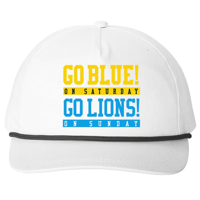 Go Blue! On Saturday Go Lions! On Sunday Football Fan Snapback Five-Panel Rope Hat