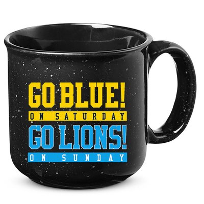 Go Blue! On Saturday Go Lions! On Sunday Football Fan 15oz Campfire Ceramic Mug