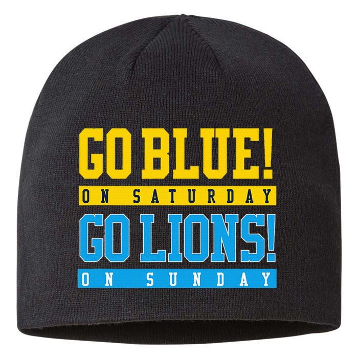 Go Blue! On Saturday Go Lions! On Sunday Football Fan Sustainable Beanie