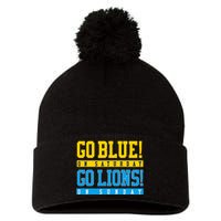 Go Blue! On Saturday Go Lions! On Sunday Football Fan Pom Pom 12in Knit Beanie