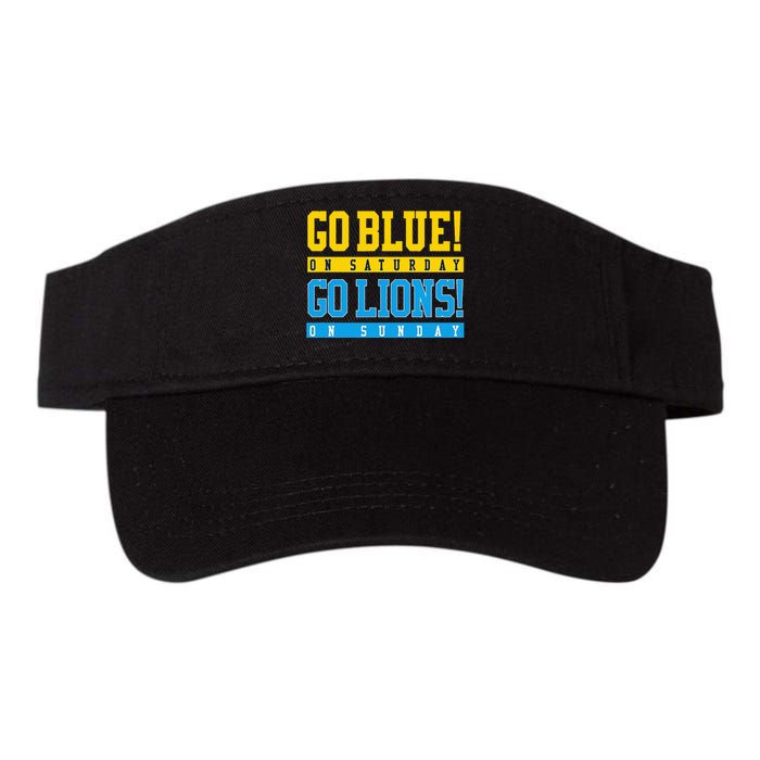 Go Blue! On Saturday Go Lions! On Sunday Football Fan Valucap Bio-Washed Visor