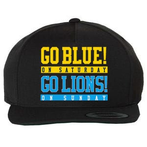 Go Blue! On Saturday Go Lions! On Sunday Football Fan Wool Snapback Cap