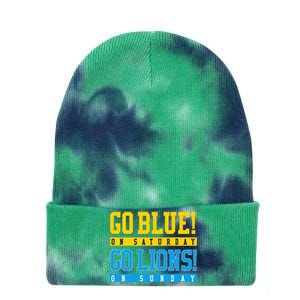 Go Blue! On Saturday Go Lions! On Sunday Football Fan Tie Dye 12in Knit Beanie