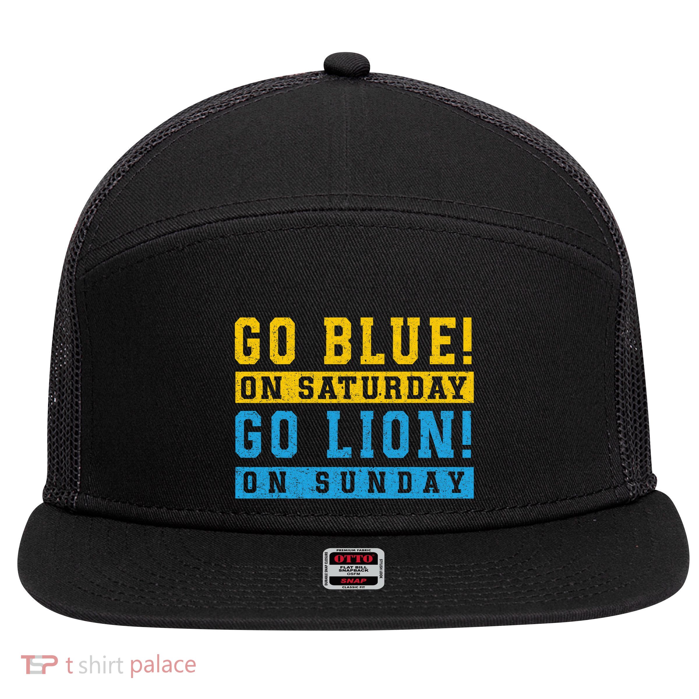 Go Blue On Saturday Go Lion On Sunday 7 Panel Mesh Trucker Snapback Hat
