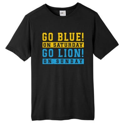 Go Blue On Saturday Go Lion On Sunday Tall Fusion ChromaSoft Performance T-Shirt