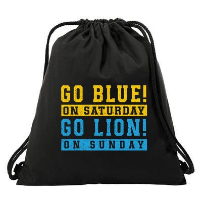 Go Blue On Saturday Go Lion On Sunday Drawstring Bag