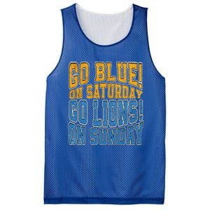 Go Blue On Saturday Go Lion On Sunday Football Fan Mesh Reversible Basketball Jersey Tank