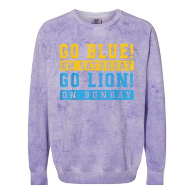 Go Blue On Saturday Go Lion On Sunday Colorblast Crewneck Sweatshirt