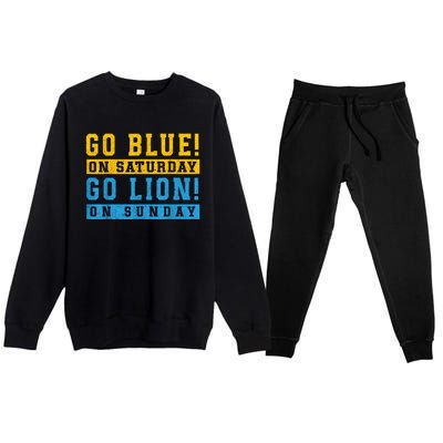 Go Blue On Saturday Go Lion On Sunday Premium Crewneck Sweatsuit Set