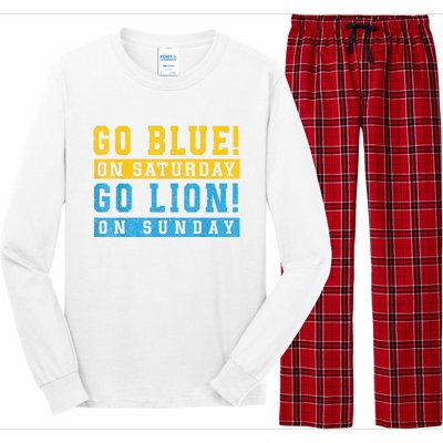 Go Blue On Saturday Go Lion On Sunday Long Sleeve Pajama Set