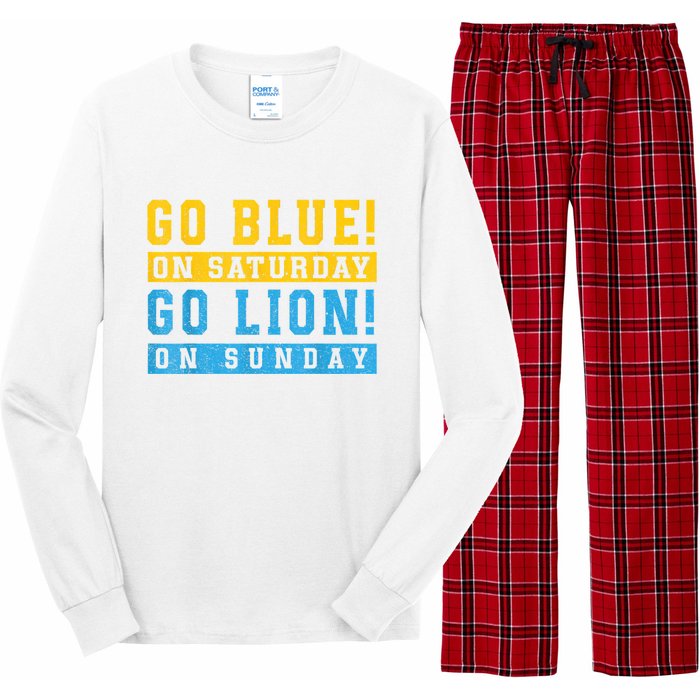 Go Blue On Saturday Go Lion On Sunday Long Sleeve Pajama Set