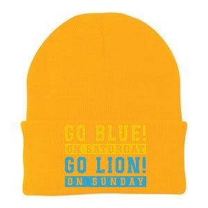 Go Blue On Saturday Go Lion On Sunday Knit Cap Winter Beanie