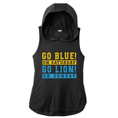 Go Blue On Saturday Go Lion On Sunday Ladies PosiCharge Tri-Blend Wicking Draft Hoodie Tank