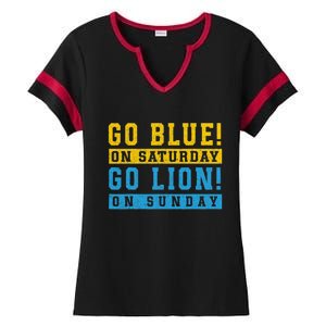 Go Blue On Saturday Go Lion On Sunday Ladies Halftime Notch Neck Tee