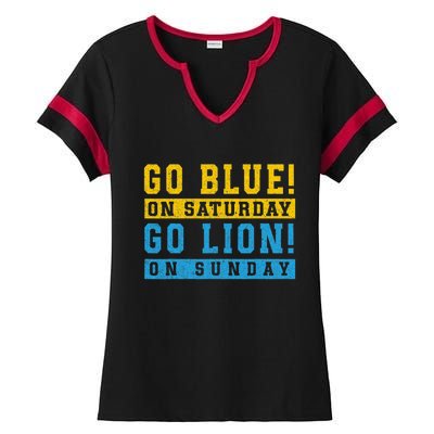 Go Blue On Saturday Go Lion On Sunday Ladies Halftime Notch Neck Tee