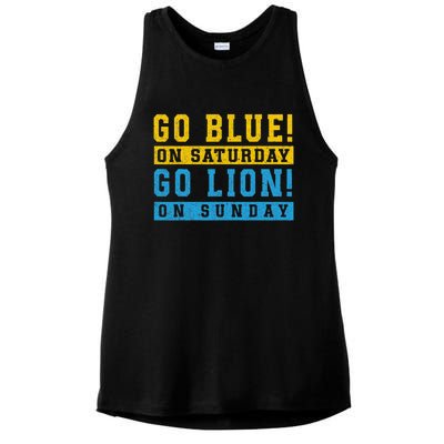 Go Blue On Saturday Go Lion On Sunday Ladies PosiCharge Tri-Blend Wicking Tank