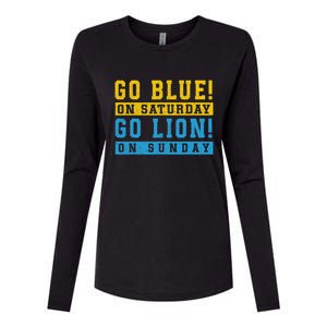 Go Blue On Saturday Go Lion On Sunday Womens Cotton Relaxed Long Sleeve T-Shirt