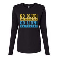 Go Blue On Saturday Go Lion On Sunday Womens Cotton Relaxed Long Sleeve T-Shirt