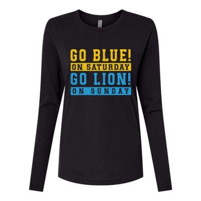 Go Blue On Saturday Go Lion On Sunday Womens Cotton Relaxed Long Sleeve T-Shirt