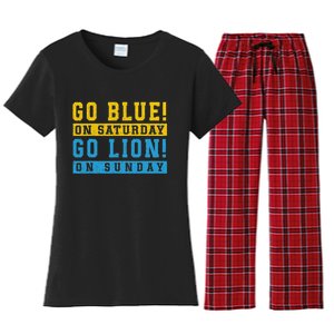 Go Blue On Saturday Go Lion On Sunday Women's Flannel Pajama Set