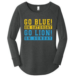 Go Blue On Saturday Go Lion On Sunday Women's Perfect Tri Tunic Long Sleeve Shirt