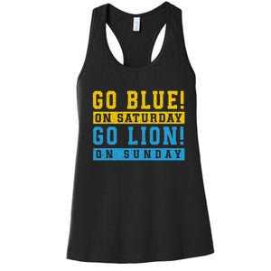 Go Blue On Saturday Go Lion On Sunday Women's Racerback Tank