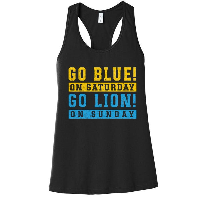 Go Blue On Saturday Go Lion On Sunday Women's Racerback Tank