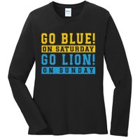 Go Blue On Saturday Go Lion On Sunday Ladies Long Sleeve Shirt