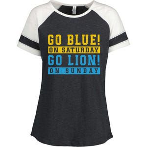 Go Blue On Saturday Go Lion On Sunday Enza Ladies Jersey Colorblock Tee