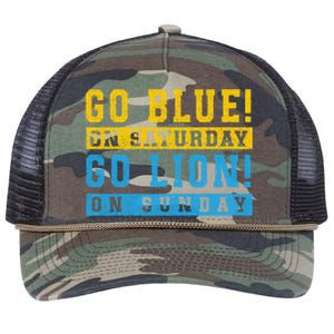 Go Blue On Saturday Go Lion On Sunday Retro Rope Trucker Hat Cap