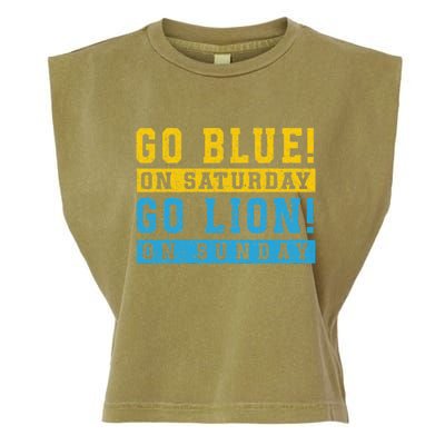 Go Blue On Saturday Go Lion On Sunday Garment-Dyed Women's Muscle Tee