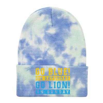 Go Blue On Saturday Go Lion On Sunday Tie Dye 12in Knit Beanie