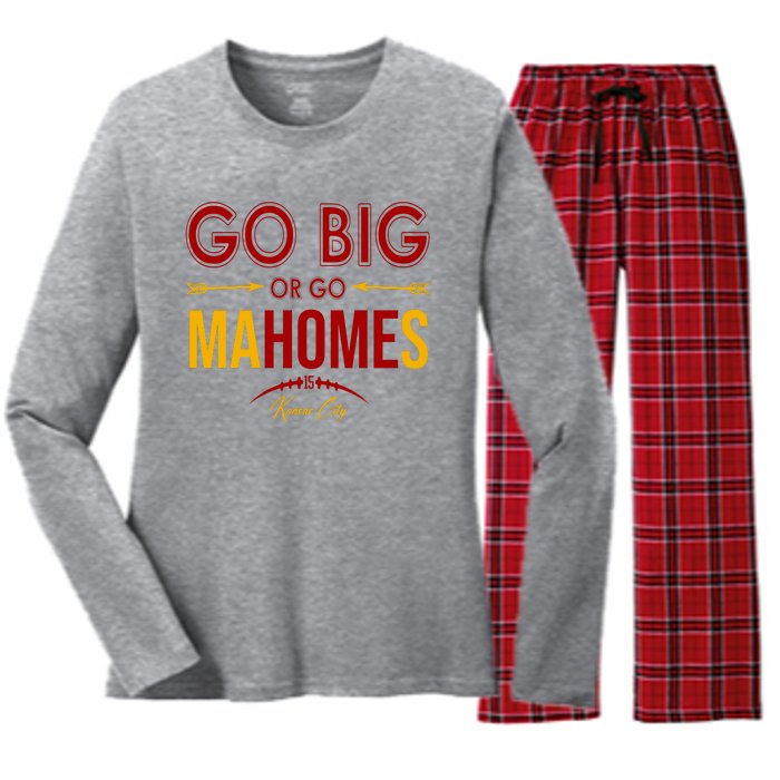 Go Big Or Go Mahomes Kansas City Football Women's Long Sleeve Flannel Pajama Set 