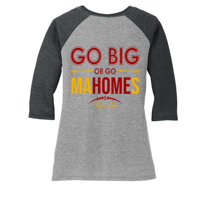 Go Big Or Go Mahomes Kansas City Football Women's Tri-Blend 3/4-Sleeve Raglan Shirt