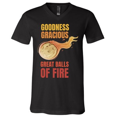 Great Balls Of Fire Funny Flaming Meteor Comet Asteroid V-Neck T-Shirt