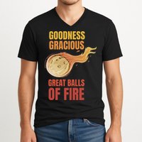 Great Balls Of Fire Funny Flaming Meteor Comet Asteroid V-Neck T-Shirt