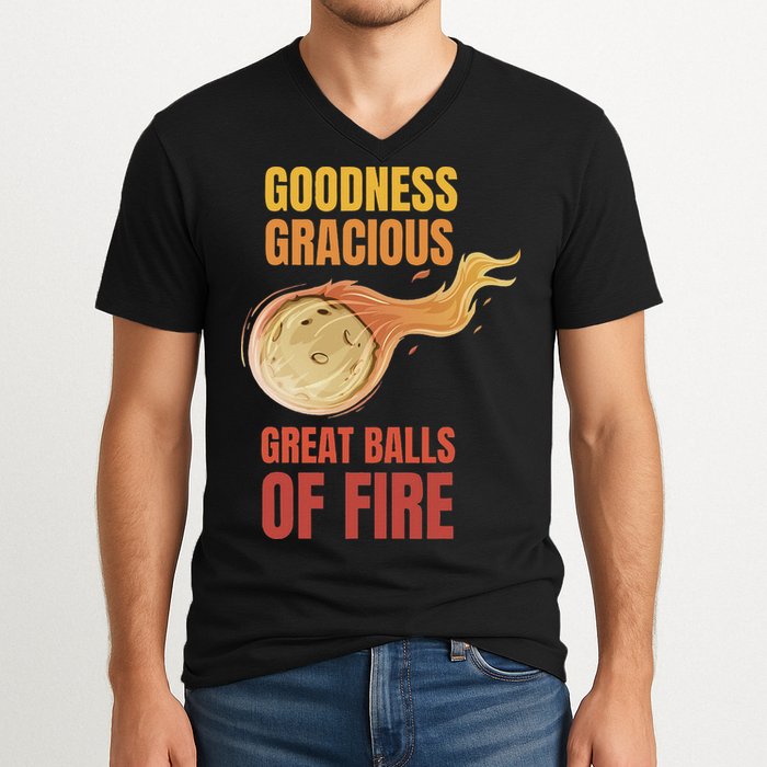 Great Balls Of Fire Funny Flaming Meteor Comet Asteroid V-Neck T-Shirt