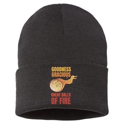Great Balls Of Fire Funny Flaming Meteor Comet Asteroid Sustainable Knit Beanie