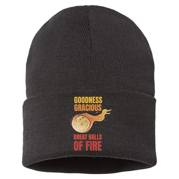 Great Balls Of Fire Funny Flaming Meteor Comet Asteroid Sustainable Knit Beanie