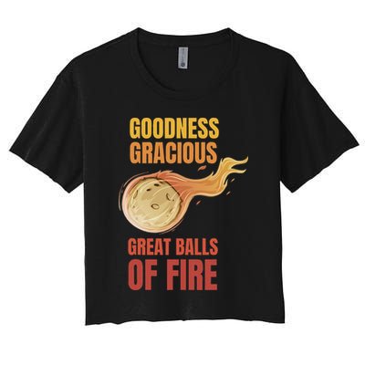 Great Balls Of Fire Funny Flaming Meteor Comet Asteroid Crop Top