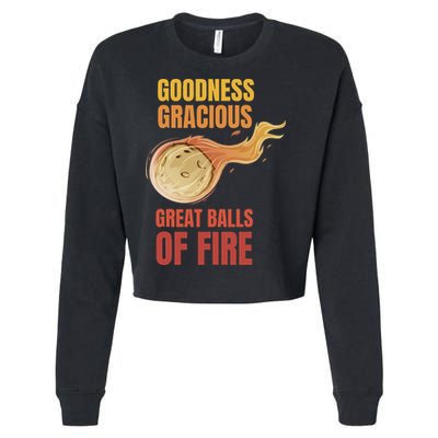 Great Balls Of Fire Funny Flaming Meteor Comet Asteroid Cropped Pullover Crew