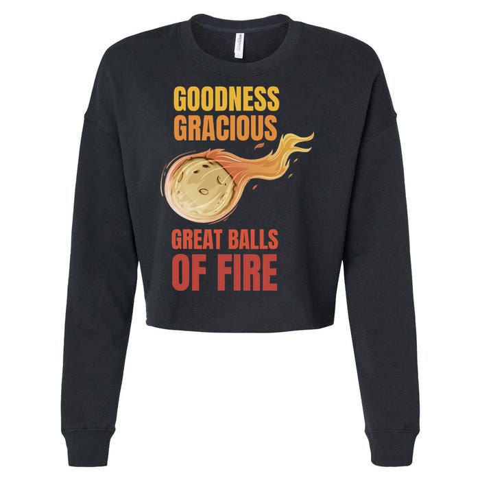 Great Balls Of Fire Funny Flaming Meteor Comet Asteroid Cropped Pullover Crew