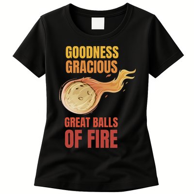 Great Balls Of Fire Funny Flaming Meteor Comet Asteroid Womens T-Shirt