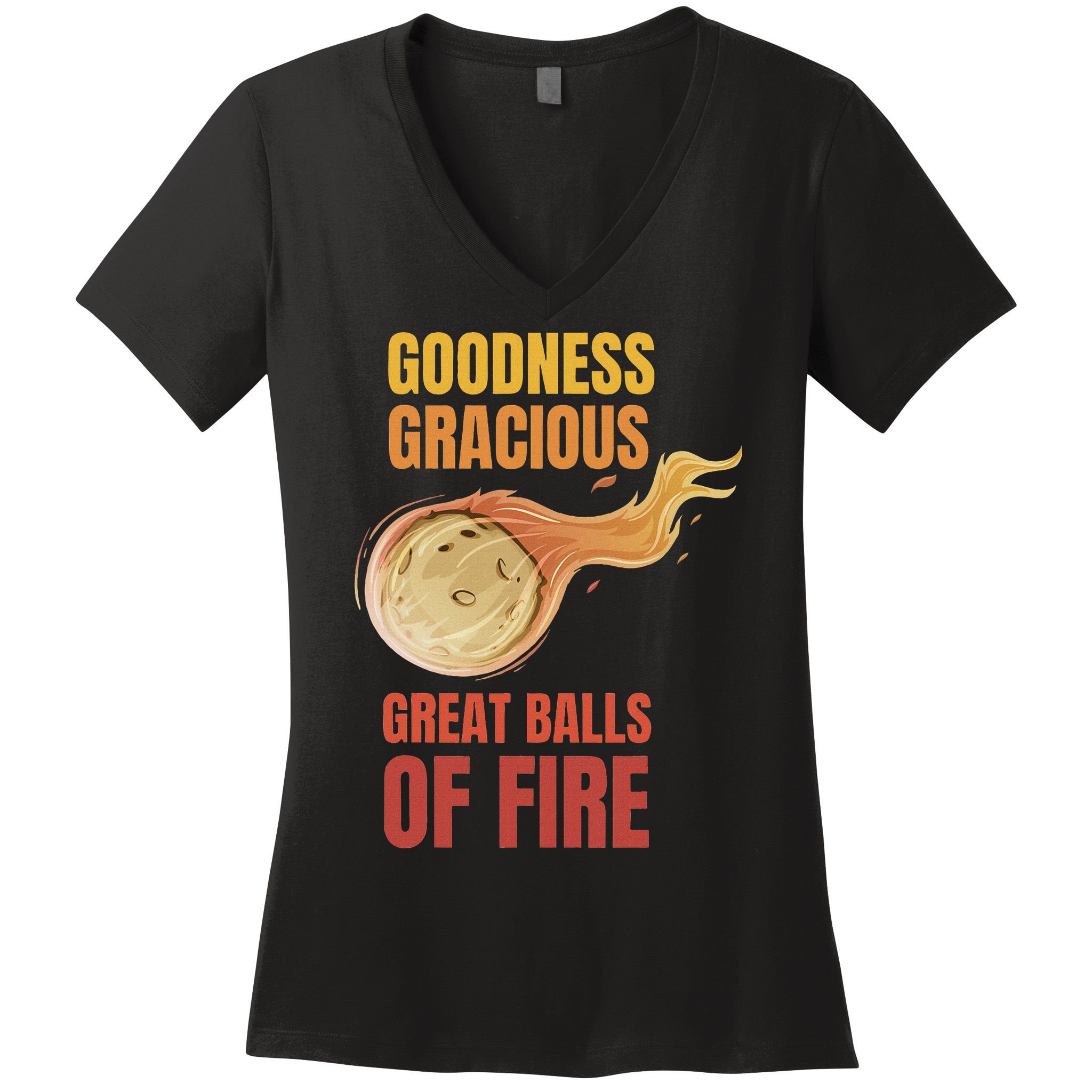 Great Balls Of Fire Funny Flaming Meteor Comet Asteroid Women's V-Neck T-Shirt