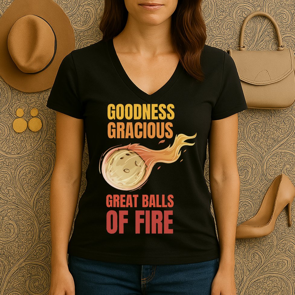 Great Balls Of Fire Funny Flaming Meteor Comet Asteroid Women's V-Neck T-Shirt