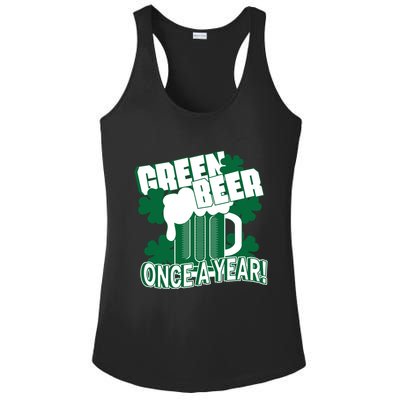 Green Beer Once A Year St Patrick's Day Ladies PosiCharge Competitor Racerback Tank