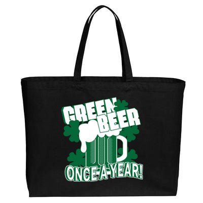 Green Beer Once A Year St Patrick's Day Cotton Canvas Jumbo Tote