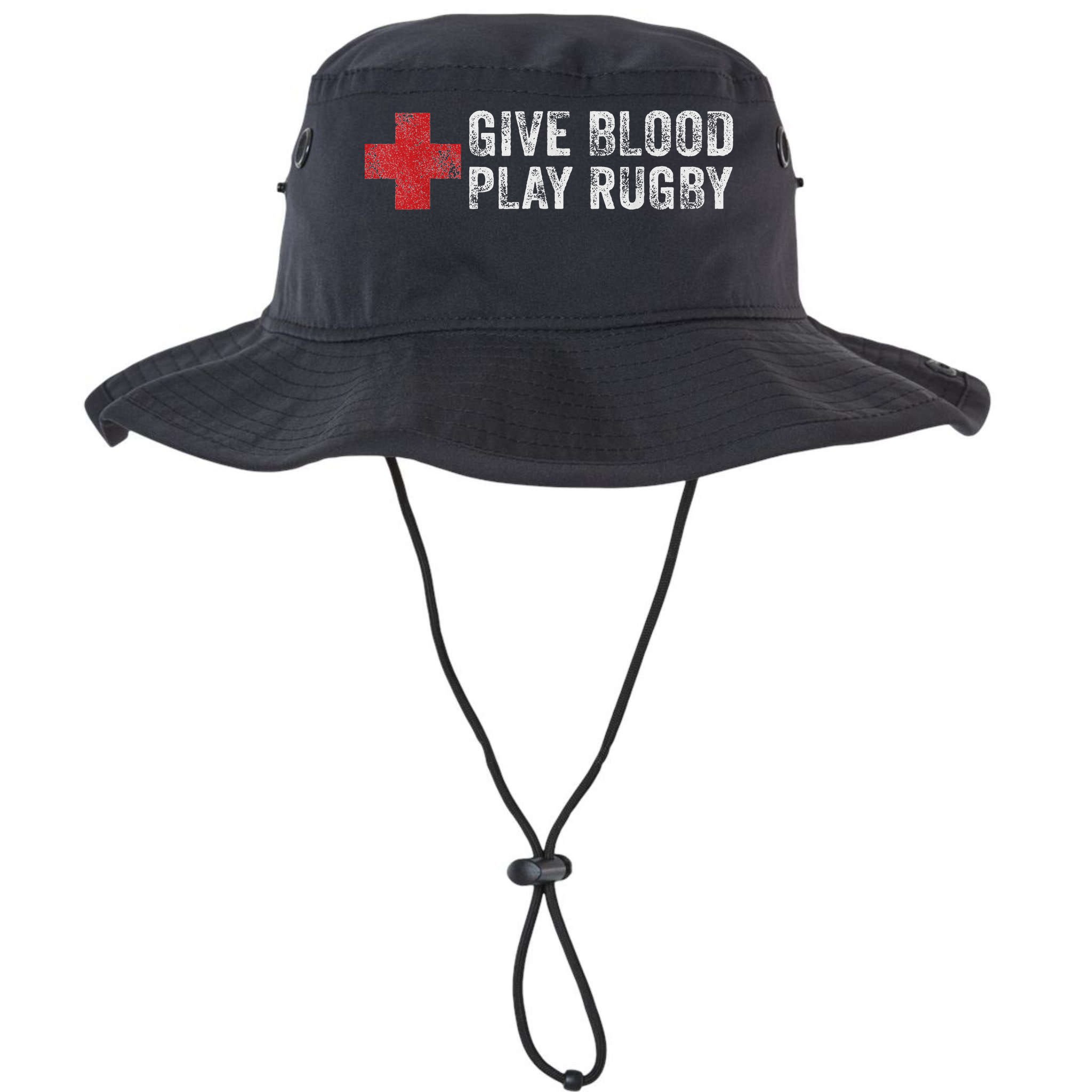 Give Blood Play Rugby Player Funny Rugger League Union Bucket Hat